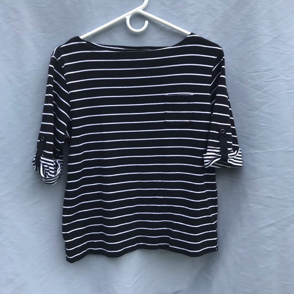 KAREN SCOTT black and white striped shirt